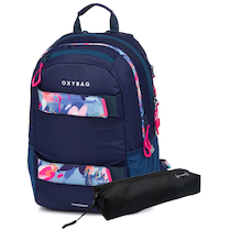 Batoh studentský OXY Sport Flowers Blue + Etue zdarma