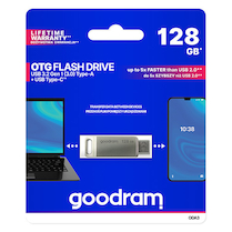 Flash disk USB Goodram stříbrný s otočnou krytkou 128GB