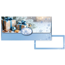 Obálka na peníze modrá s dárky 18x8,5cm