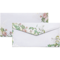 Ozdobné obálky DL 110x220 mm bílé s barevným motivem růží 10ks
