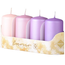 Svíčka válec 40x75mm metal mat fialový+růžový 4ks