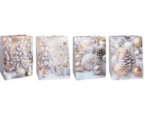 Taška papírová 12x14x6cm XS bílo-zlatá mix