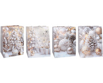 Taška papírová 26x32x10cm M bílo-zlatá mix