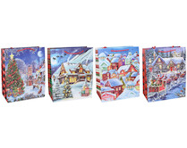 Taška papírová 26x32x10cm M vesnička mix