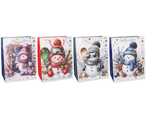 Taška papírová 31x42x12cm sněhulák mix