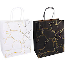 Taška papírová CRAFT s potiskem M 15x21x8cm bílá, černá