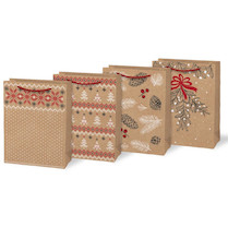 Taška papírová kraft 190x250x90mm Vánoce mix