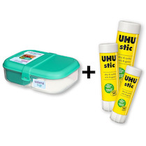 Tříkomorová krabička na oběd s nádobou na jogurt 1,1 l Sistema® TO GO™ + balení lepidel