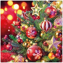 Ubrousky vánoční třívrstvé Baubles And Stars 33x33cm