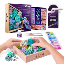 Výtvarná modelovací sada OKTO Tenderness sukulenty v dřevěném rámu 21x21 cm