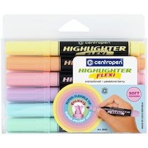 Zvýrazňovač Centropen 8542 Flexi pastelový sada 6ks