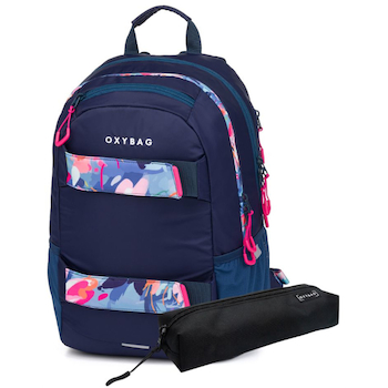 Batoh studentský OXY Sport Flowers Blue + Etue zdarma