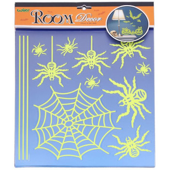 Dekorace svitící na zeď Halloween Pavouci 38x31cm