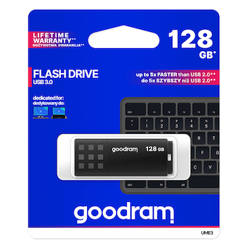 Flash disk USB Goodram černý s krytkou 128GB