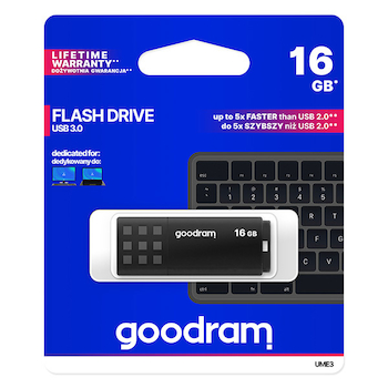 Flash disk USB Goodram černý s krytkou 16GB