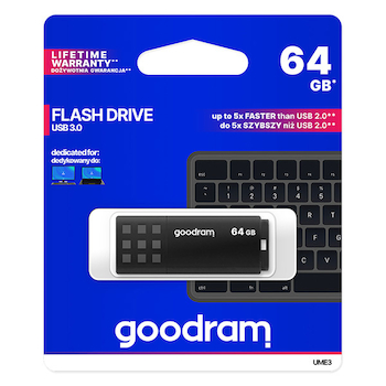 Flash disk USB Goodram černý s krytkou 64GB