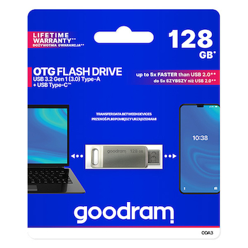 Flash disk USB Goodram stříbrný s otočnou krytkou 128GB