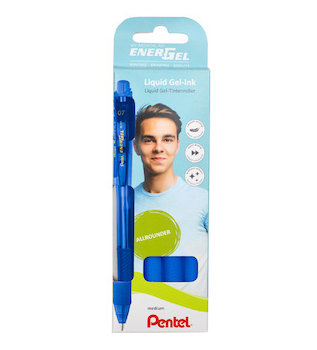 Gelové pero EnerGel BL107 plastový klip modré 3+1ks