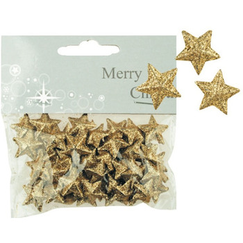 Hvězdičky s glitry 50ks zlaté 2cm