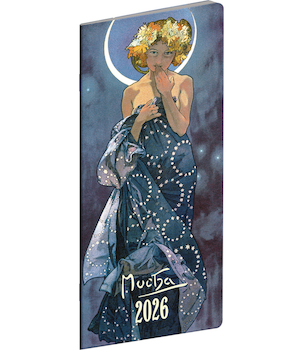 Kapesní diář Alfons Mucha plánovací měsíční 8x18cm