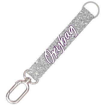 Klíčenka s karabinkou krátka Silver glitter