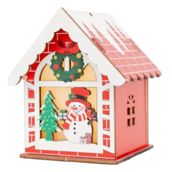 Kreativní sada Vánoční domeček dřevěný barevný 