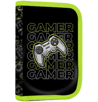 Penál jednopatrový prázdný 2 klopy Gamer