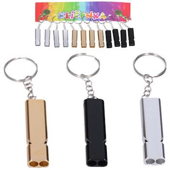 Přívěšek na klíče píšťalka dvojitá mix