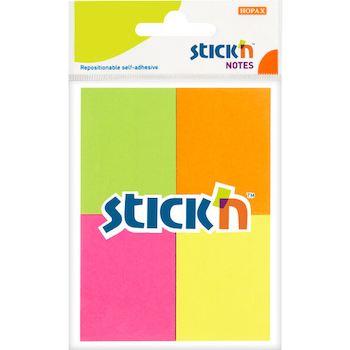 Samolepicí bloček mini neon 38x51mm 4x50 lístků