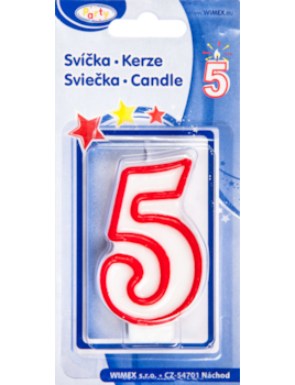 Svíčka číslo &#039;&#039;5&#039;&#039; 75mm