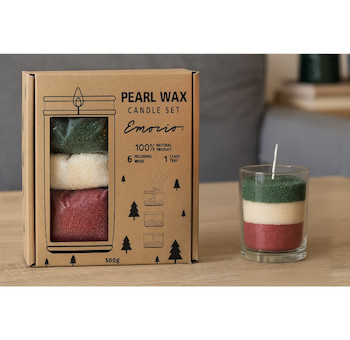 Svíčka dárková sada sypaného vosku 500g + knoty + sklo barevná