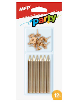 Svíčka dortová zlatá 12ks