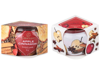 Svíčka sklo 70x62mm vonná Apple Cinnamon