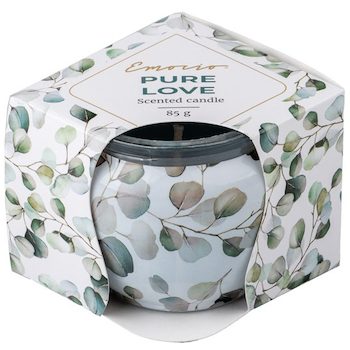 Svíčka sklo 70x62mm vonná Pure Love