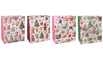 Taška papírová 25x30x10cm perníček mix