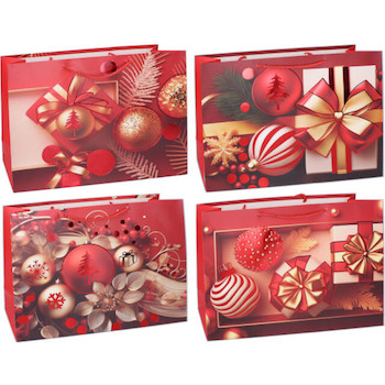 Taška papírová 25x32x11cm M červená mix