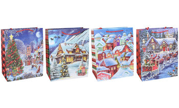 Taška papírová 26x32x10cm M vesnička mix