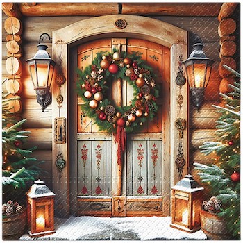 Ubrousky vánoční třívrstvé Doorway to Christmas 33x33cm