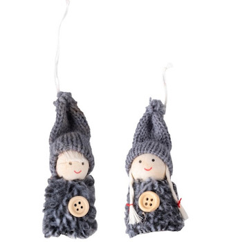 Vánoční figurky Anděl pletený s knoflíkem 8cm