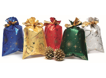 Vánoční sáček celofan 16x25 cm hvězdy