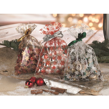 Vánoční sáček celofan 16x25 cm transparent Hvězdy