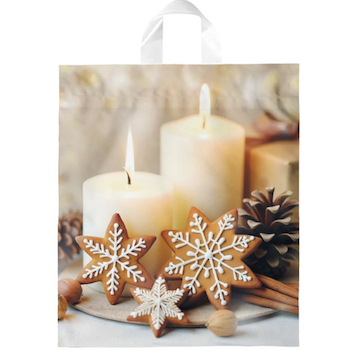 Vánoční taška PE Svíčka s perníčky 40x46x8cm