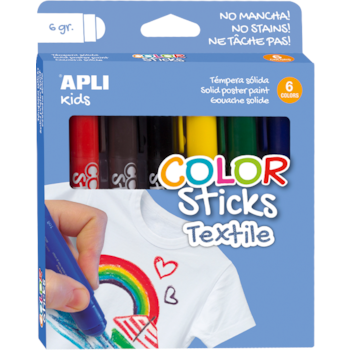Vysouvací barvy na textil Apli 6ks