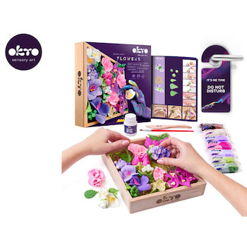 Výtvarná modelovací sada OKTO INSPIRATION květiny v dřevěném rámu 21x21 cm