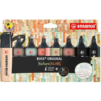 Zvýrazňovač STABILO BOSS® ORIGINAL NatureCOLORS sada 8ks